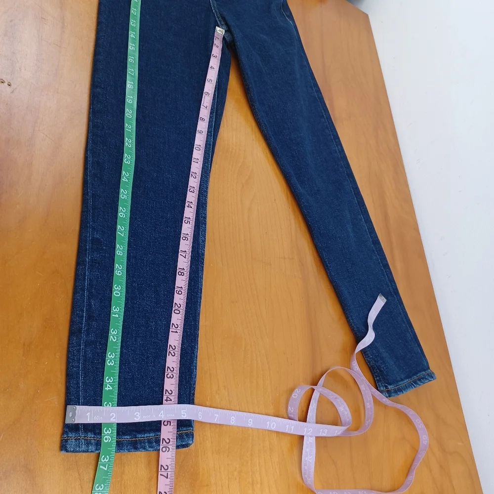 RE/DONE 90's High Rise Ankle Crop Jean Size 25 Women Button Fly In Dark Rinse
